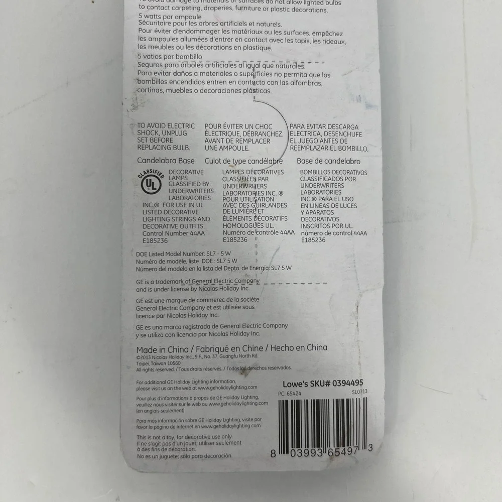 GE C-7 Glow Bright Blue Replacement Bulbs 5W Candelabra Base 5 Pack 0394495‎